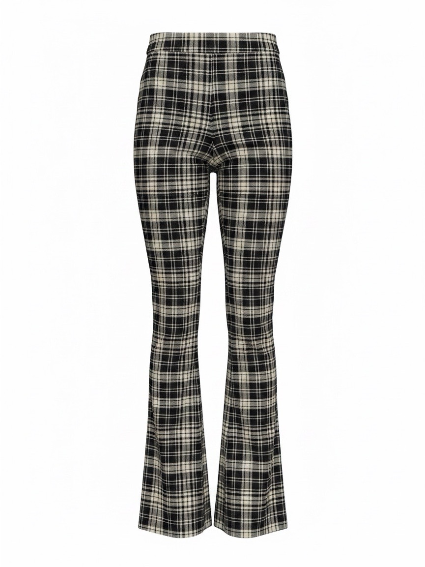 No Boundaries Black & Cream Plaid Flare Pants